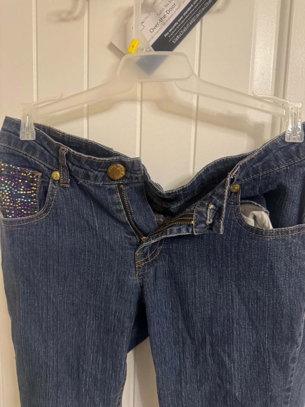 Women’s Dark Blue Denim Jeans with Embellished Pocket